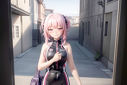 Innocent Petite Woman with Slender Waist Seduces in Hentai AI Image