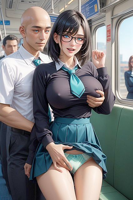 T-Shirt and Bow Clad Beauty Opens Wide for Steamy Hentai AI Image