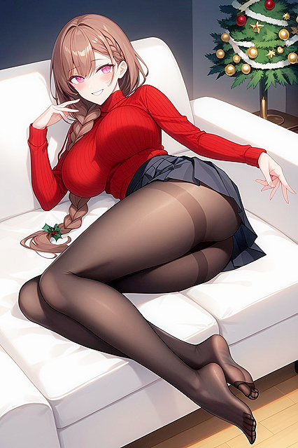 Luscious Feet and Legs Spread Wide on the Couch in Seductive Hentai AI Image
