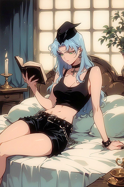 Pretty Girl 18+ with Green Eyes Studying Seductively inSexy AI Hentai AI Image