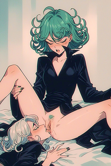 Tatsumaki and Fubuki Enjoy Intense Cunnilingus in Steamy Hentai AI Image