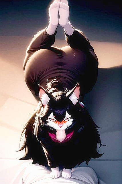 Naked, Sexually Aroused Red-Eyed Beauty in Seductive Hentai AI Image