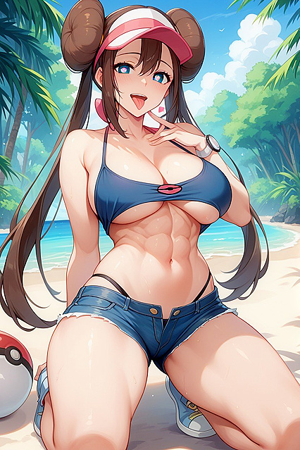 Rosa from Pokémon with Heart Eyes Enjoying Intense Hentai AI Image