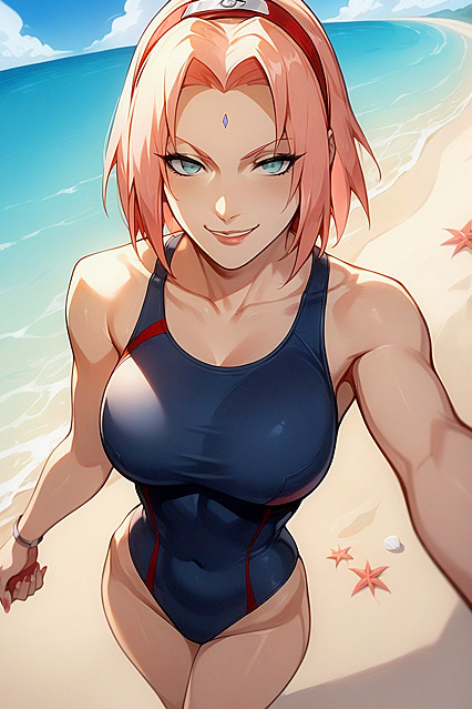 Haruno Sakura Takes It from Above and Below in Standing Hentai AI Image