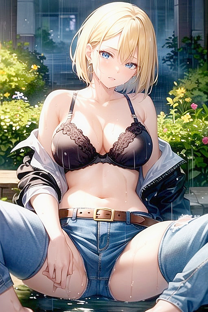 Wet Clothing, Android 18 from Dragon Ball Z Undone in Erotic Hentai AI Image