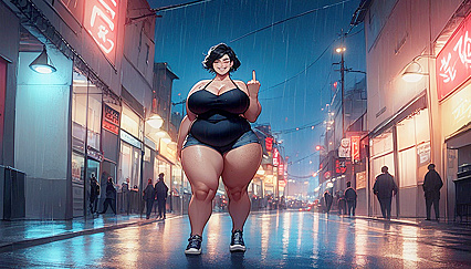 Sassy Redhead Shows Her Middle Finger While Standing in Hentai AI Image