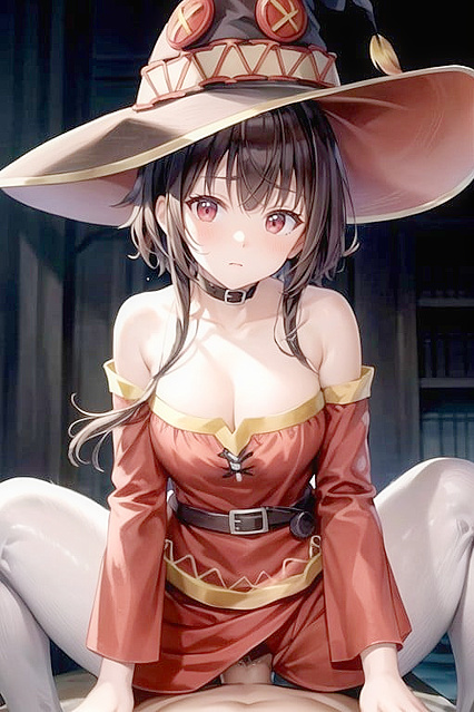 Megumin from KonoSuba Rides Wildly in Steamy Horseback Style Hentai AI Image