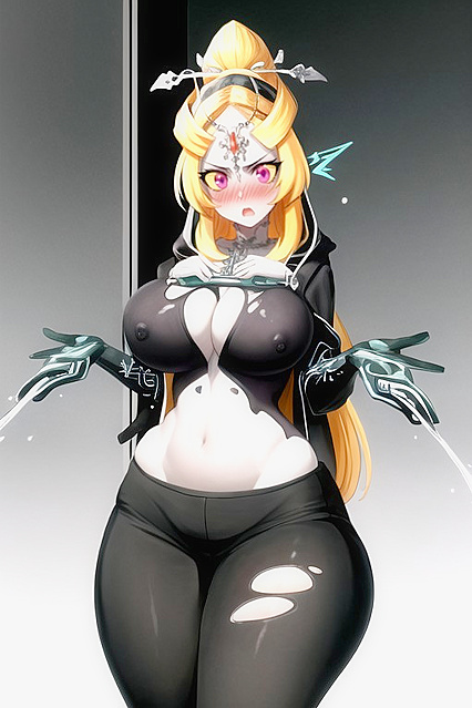 Mighty Boobs Expansion - Mida from Legend of Zelda in Busty Hentai AI Image