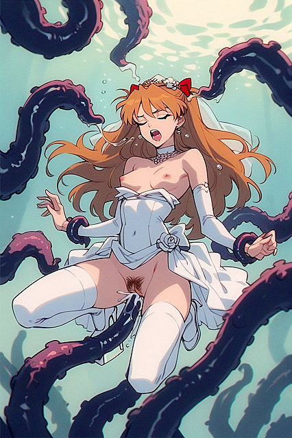Asuka Langley Soryu Screams in Pleasure with Seductive Platform Heels Hentai Hentai AI Image