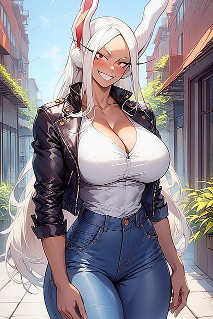 Long-Haired Beauty with Thick Thighs and Lush Cleavage in Hentai AI Image