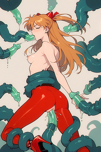 Waist-Up Shot of Floating Girl 18+ Dripping Saliva in hentai Hentai AI Image