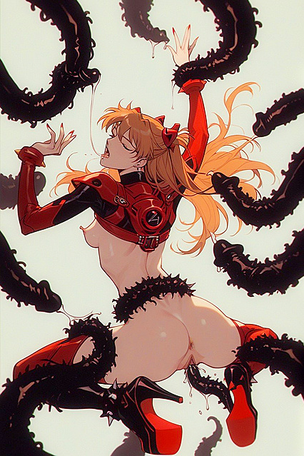 Eyes Closed, Little One Covered in Saliva for naughty Hentai Pleasure