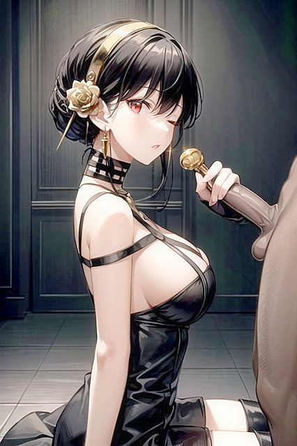 Yor Forger from Spy x Family Gives an Intense Blowjob in Third-Person Hentai AI Image