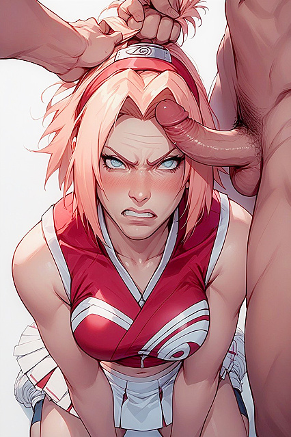 Haruno Sakura from Naruto Shippuden Gets Dick All Over Her Slim Face in Naughty Hentai AI Image