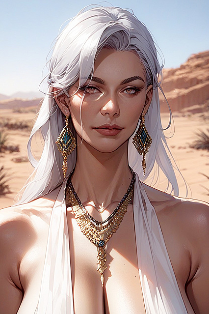 Natural Boobs Gleam with Necklace in Desert Hentai Fantasy