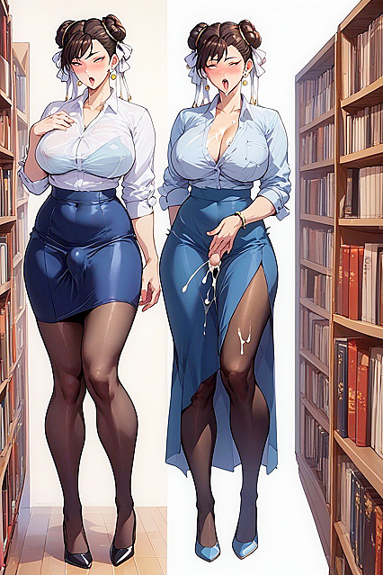 Curvy Beauty Shows Off One Breast in Multiple View Multi-Angle Hentai AI Image