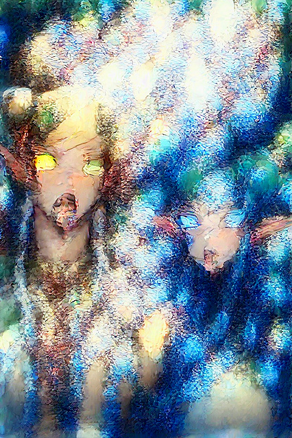 Blue-Haired Babe with Buns and White Braids Ahegao-ing in Hot Hentai AI Image