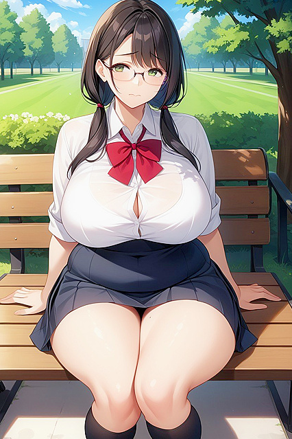 Glasses-Wearing in White Blouse Tempts You in Steamy Hentai AI Image