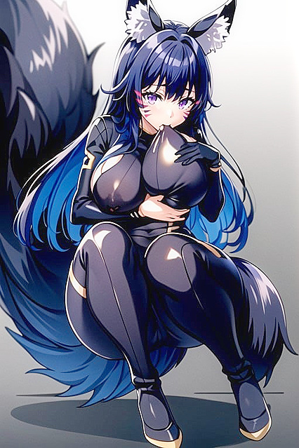 Delta from Eminence in the Shadow Fully Grown Self Nipple Sucking Hentai AI Image