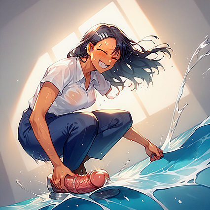 Wet Splashes and Intense Views from Below with Nagatoro in Hentai AI Image