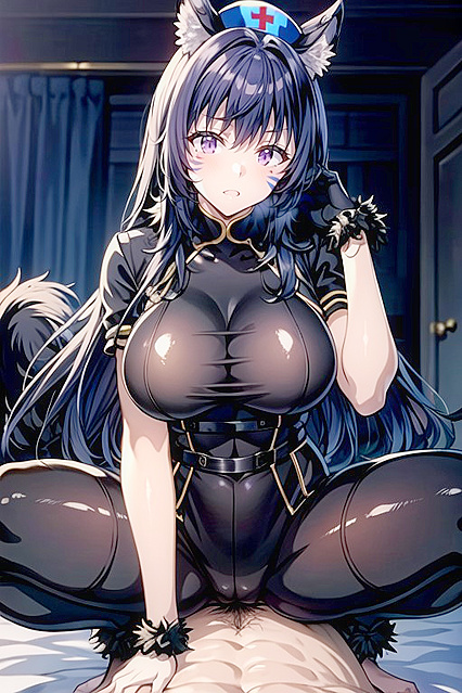 Delta from Eminence in Shadow Spread Wide and Oiled-Up in Erotic Hentai AI Image