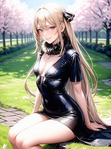 Sakura Garden Bliss - Wind in Her Hair at Sunset Hentai Fantasies