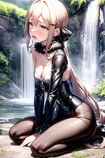 Kneeling and  - Intense Solo Fetish Hentai AI Image