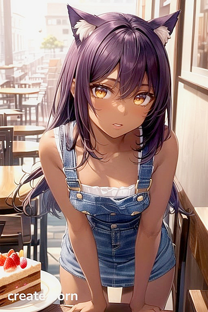 Fit Girl 18+ with Large Breasts in Jean Shorts Shows Off in Seductive Hentai AI Image