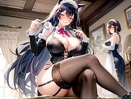 Maid Girl 18+s Seduce with Crossed Legs in Steamy Hentai AI Image