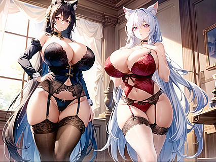 Standing Thigh Worship from Below in Seductive Hentai AI Image