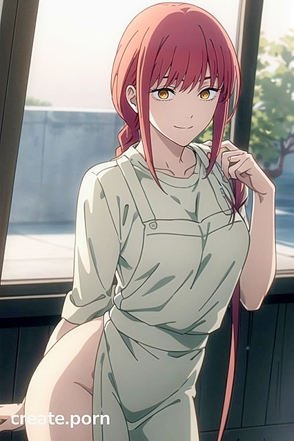 Makima from Chainsaw Man Stands with Her Leg Raised for Seductive Hentai Pleasure