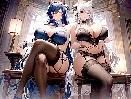 Wide-Hipped Beauty in Garter Belt Dazzles in Masterpiece Hentai AI Image
