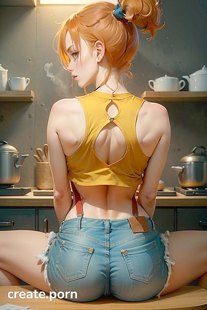 Rear-View Thong Action - Kitchen Splits in Seductive Hentai