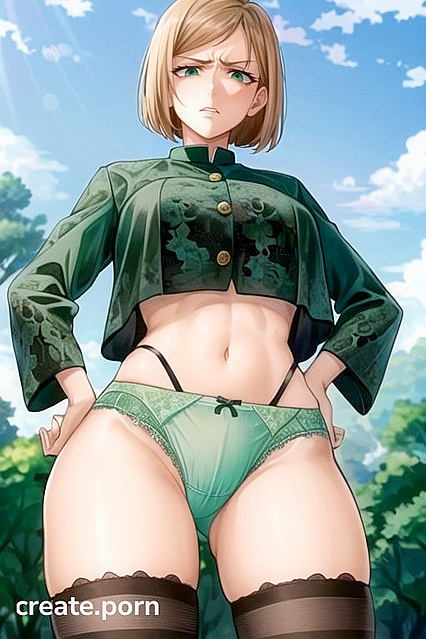 Nobara Kugisaki from Jujutsu Kaisen with Brown Eyes in Disgusting Hentai AI Image