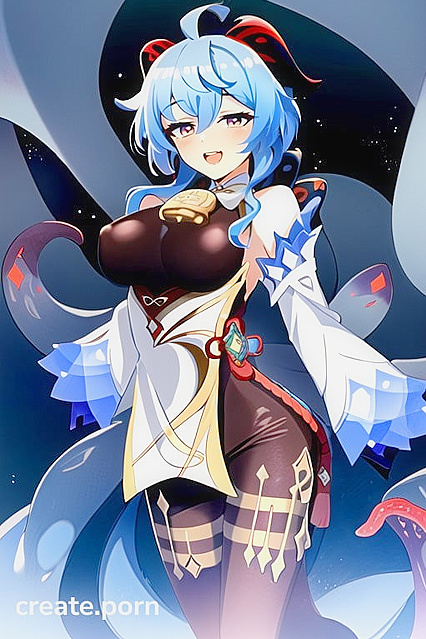 Ganyu's Large Breasts Entrapped by Tentacles in Steamy Hentai AI Image