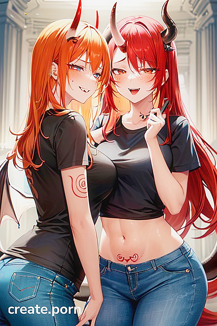 Ginger With Medium Breasts and Tattoos in Steamy Hentai AI Image