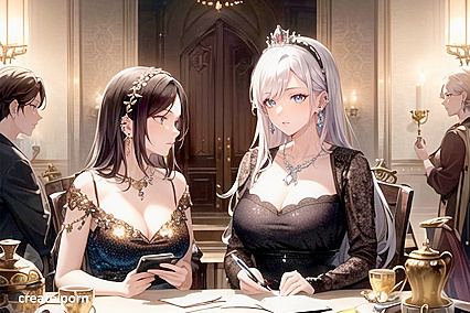 Queen Adorned with Necklace and Crown in Seductive Hentai AI Image