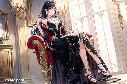 Queen Adorned with Earrings and Crown in Seductive Hentai AI Image