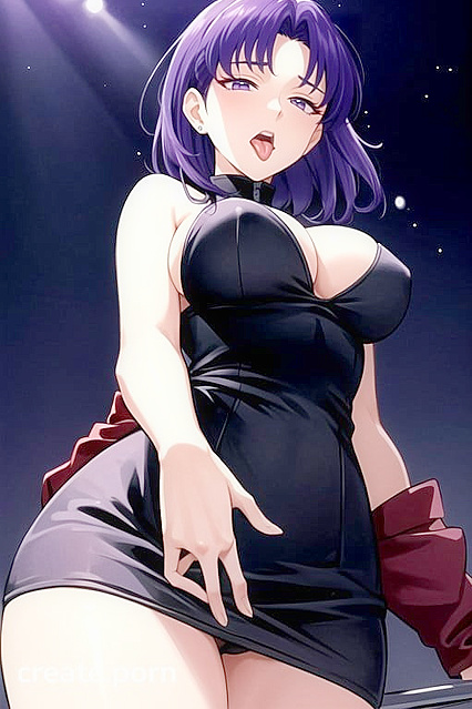 Misato from Evangelion Giving Short-Length Ahegao Pleasure in Hentai Hentai AI Image