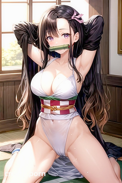 Nezuko from Demon Slayer Pleasures Herself in Intense Masturbation Hentai AI Image