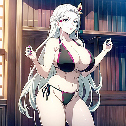Detailed Cleavage Revealed in Open-Clothed Hentai AI Image