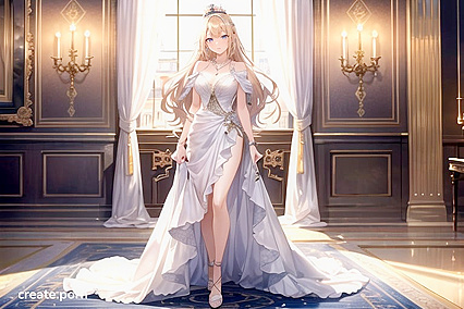 Elegant Heels, Royal Crowns, and Lustrous Evening Dresses in Steamy Hentai AI Image