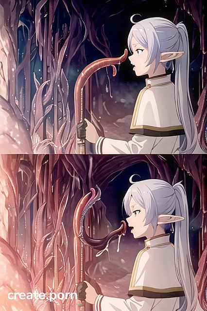 Frieren from Beyond Journey's End Seduced by Giant Tentacles and Plump Breasts