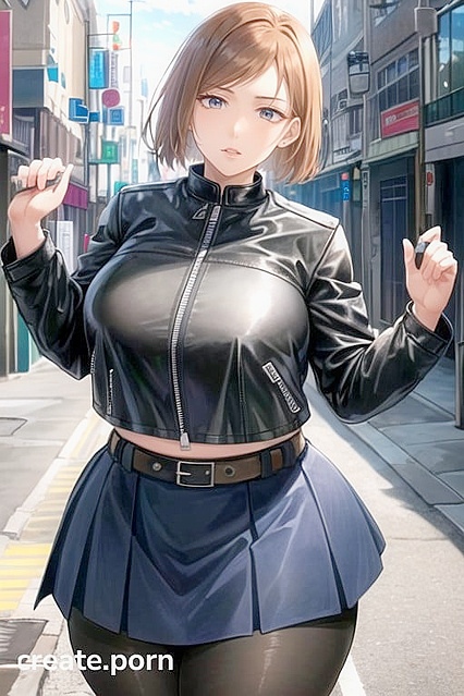 Nobara Kugisaki from Jujutsu Kaisen Seduces in Black Leather Biker Outfit