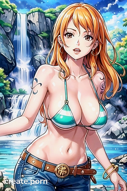 Nami from One Piece Gets Seduced by a Slime Girl 18+ in Steamy Hentai AI Image