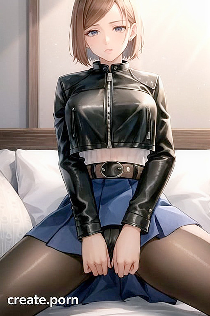 Biker Chick in Black Leather Jacket Rides Wild Hentai Pleasure