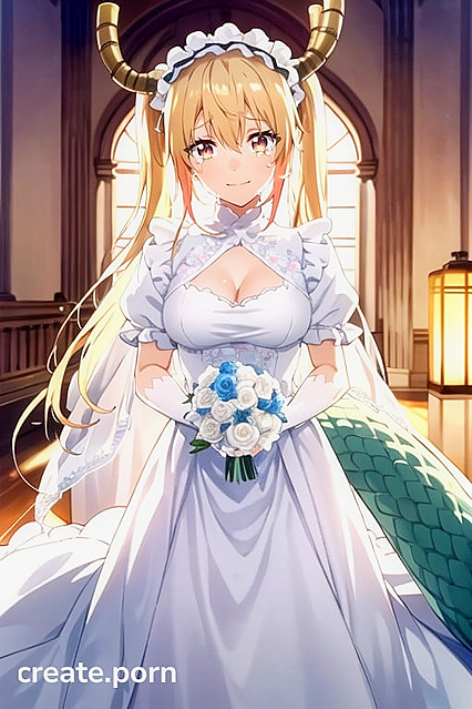 Tohru from Kobayashi-san's Maid Dragon Shedding Tears of Joy at Her Wedding Hentai