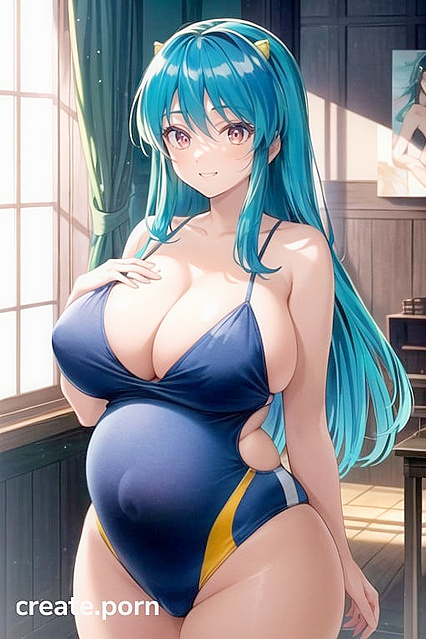 Lum from Urusei Yatsara Shines in a Sexy Pregnant Swimsuit Hentai Adventure