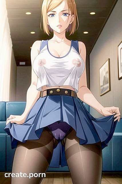 Large Breasts Bursting Through a Tight Tank Top in Steamy Hentai AI Image