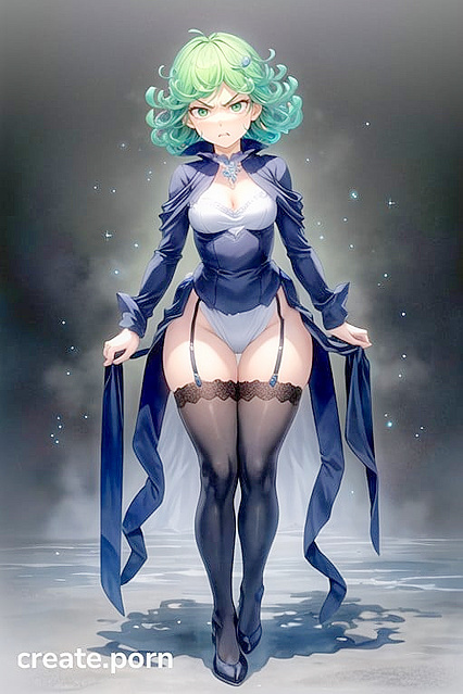Tatsumaki from One Punch Man Fights Her Lust in Explosive Full-Body Hentai AI Image